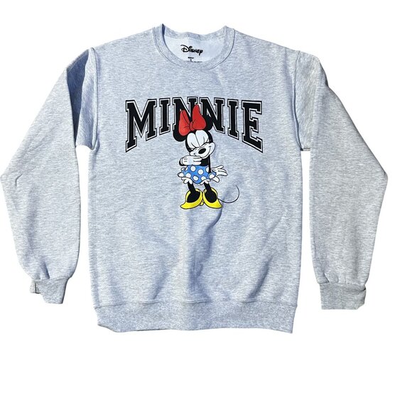 NWT Disney Minnie Mouse Graphic Sweatshirt Heather Gray NEW small - Picture 1 of 7
